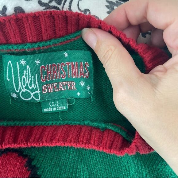 Ugly Christmas Sweater Santa Pug Striped Christmas Sweater - Picture 6 of 8